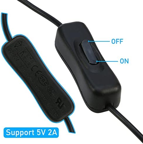 Riitop USB ON/OFF מתג כבל [3M, 2-Pack], USB 2.0 כבל הרחבה זכר לנקבה עם תמיכה במתג לאוזניות USB, רצועות